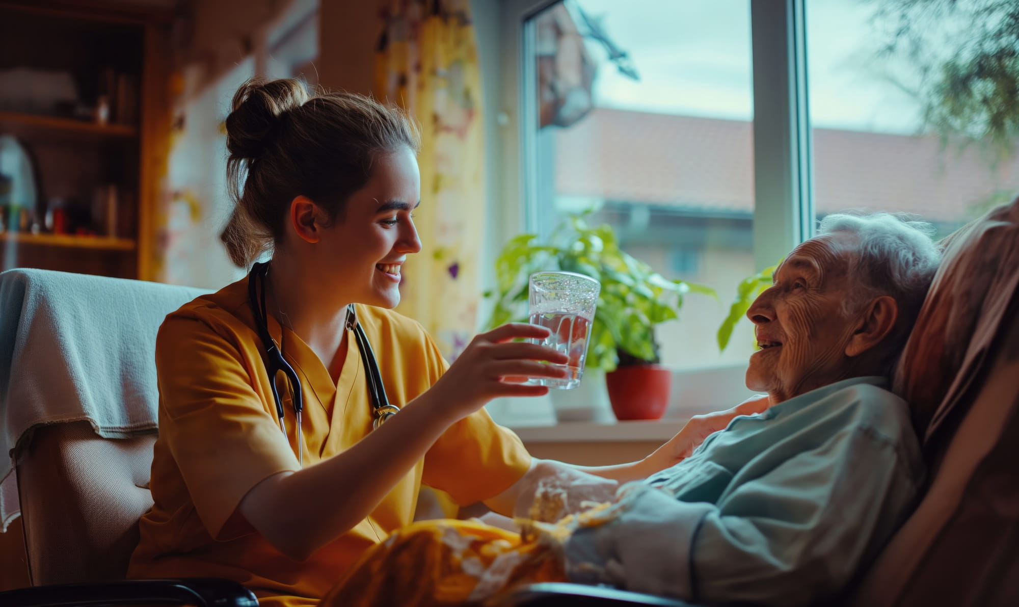 Nurse caring for patient