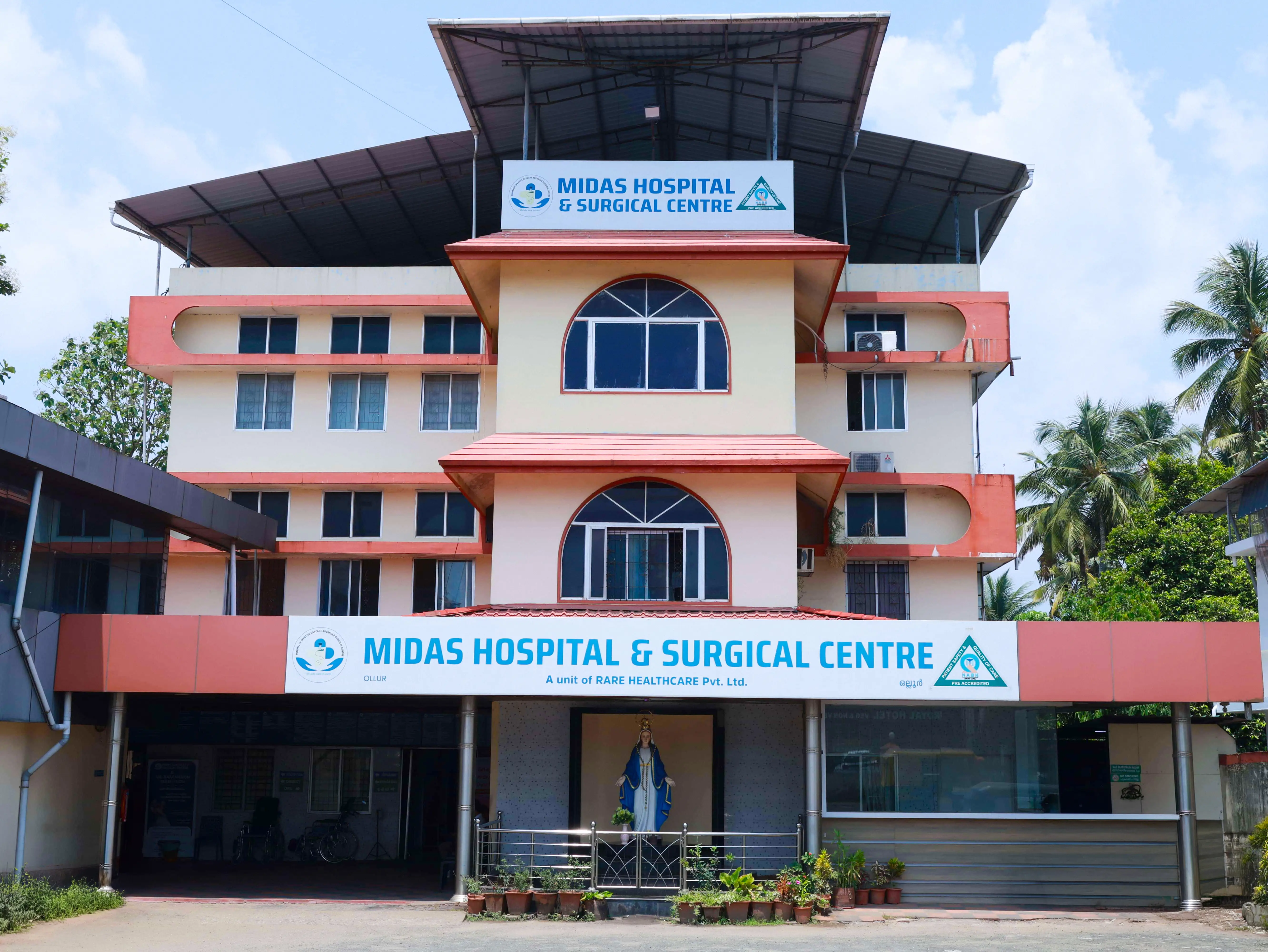 Midas Hospital exterior and consultation
